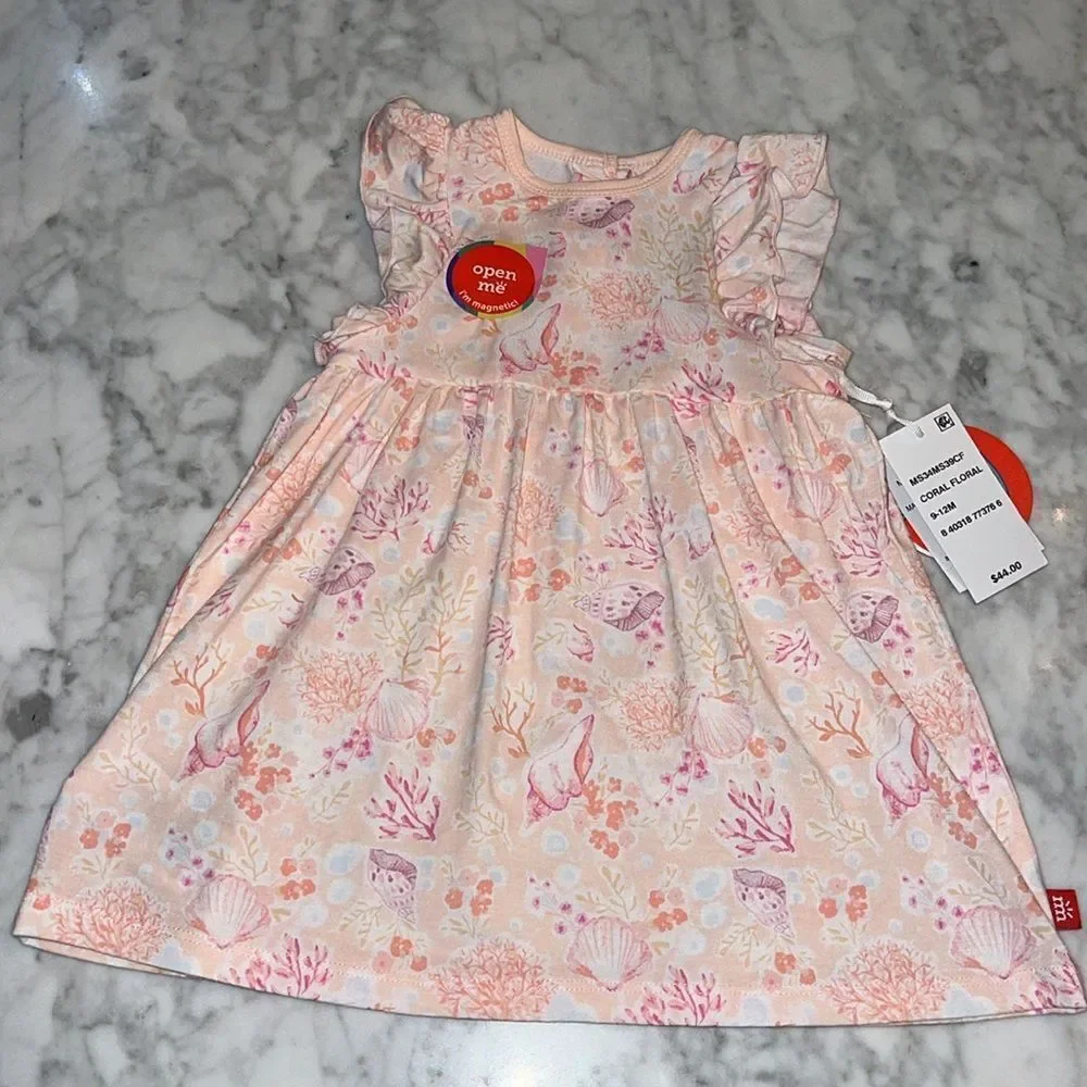 NWT MAGNETIC ME CORAL FLORAL PRINTED DRESS 2 PIECE